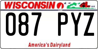 WI license plate 087PYZ