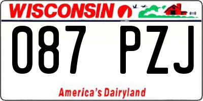 WI license plate 087PZJ