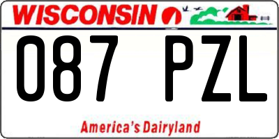 WI license plate 087PZL