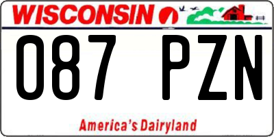 WI license plate 087PZN