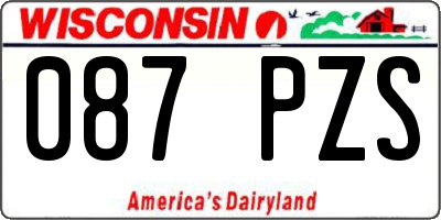 WI license plate 087PZS