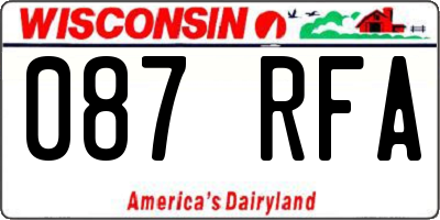 WI license plate 087RFA