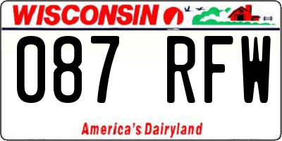 WI license plate 087RFW