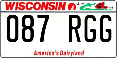 WI license plate 087RGG