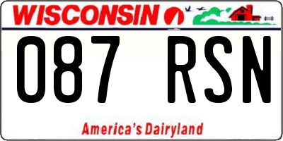 WI license plate 087RSN