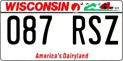 WI license plate 087RSZ