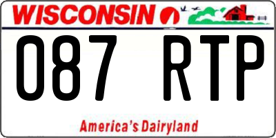 WI license plate 087RTP