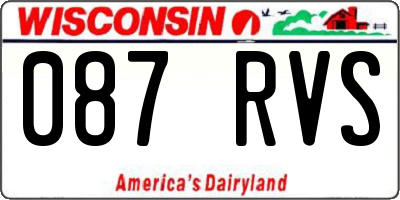 WI license plate 087RVS