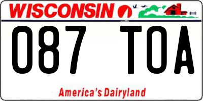 WI license plate 087TOA