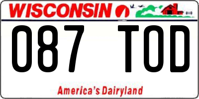 WI license plate 087TOD