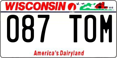 WI license plate 087TOM