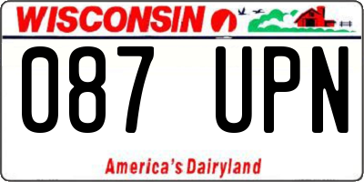 WI license plate 087UPN