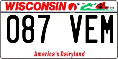 WI license plate 087VEM