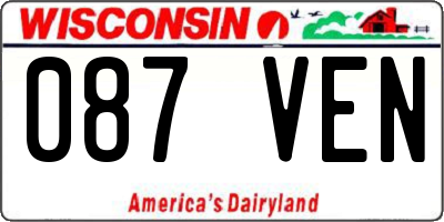 WI license plate 087VEN