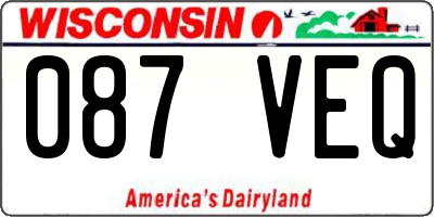 WI license plate 087VEQ