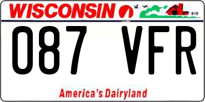WI license plate 087VFR