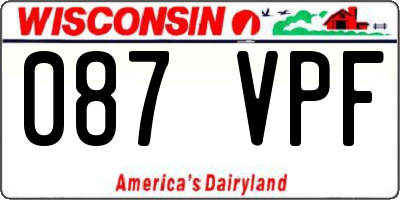 WI license plate 087VPF