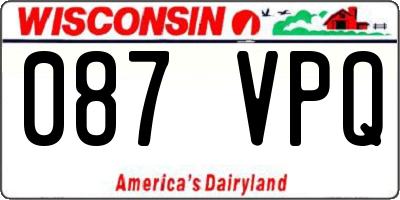 WI license plate 087VPQ