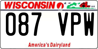 WI license plate 087VPW