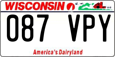WI license plate 087VPY