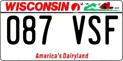 WI license plate 087VSF