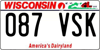 WI license plate 087VSK
