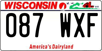 WI license plate 087WXF