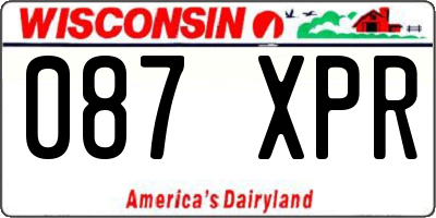 WI license plate 087XPR