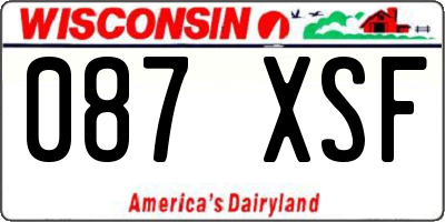 WI license plate 087XSF