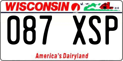 WI license plate 087XSP