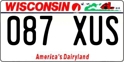 WI license plate 087XUS