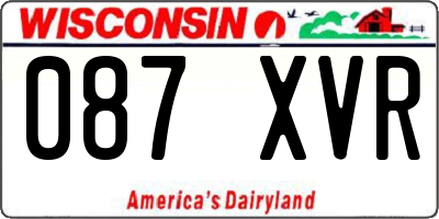 WI license plate 087XVR
