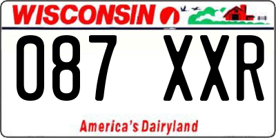 WI license plate 087XXR