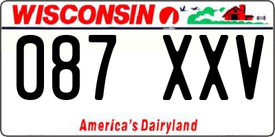 WI license plate 087XXV