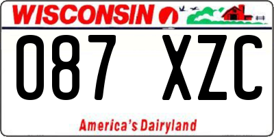 WI license plate 087XZC