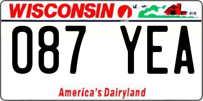 WI license plate 087YEA