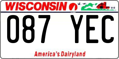 WI license plate 087YEC