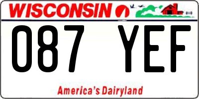 WI license plate 087YEF
