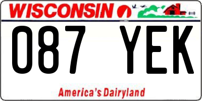 WI license plate 087YEK