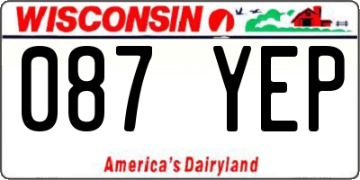 WI license plate 087YEP