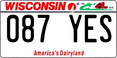 WI license plate 087YES