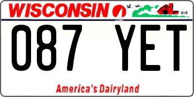 WI license plate 087YET