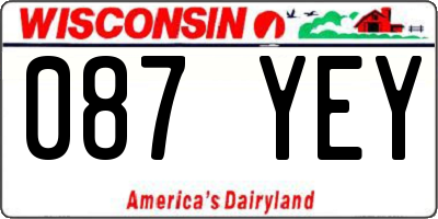 WI license plate 087YEY