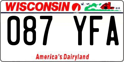 WI license plate 087YFA