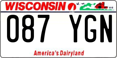 WI license plate 087YGN