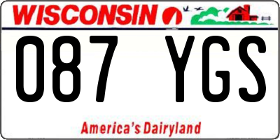 WI license plate 087YGS