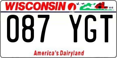 WI license plate 087YGT