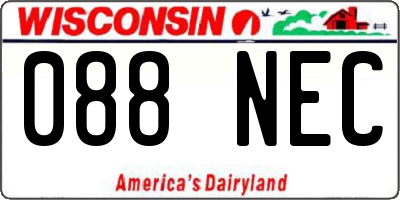 WI license plate 088NEC