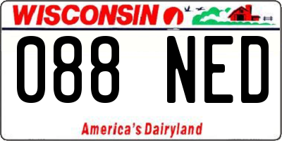 WI license plate 088NED