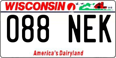 WI license plate 088NEK